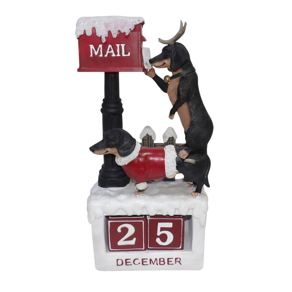 Dachshund Christmas Advent Calendar Reindeer Wiener Dog Mailbox Countdown 12in